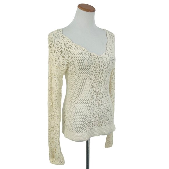 Vintage Victoria’s Secret Crochet Lace Long Sleeve Top | Soft Girl Boho Feminine - Picture 6 of 14